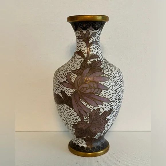 VINTAGE ASIAN CLOISONNE BRASS ENAMEL SMALL BUD VASE - Picture 9 of 9